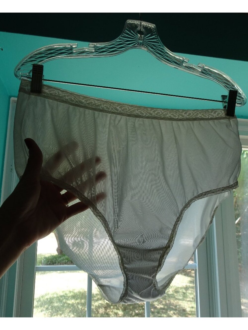 Vintage White Fruit of The Loom Granny Panty size 9 nylon pantie lace sissy